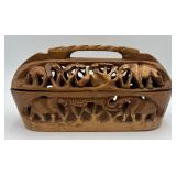 Vtg. African Hand-Carved Wooden Decorative Box