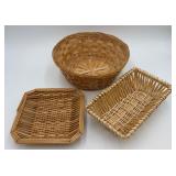 3 Wood & Wicker Bowls/Baskets