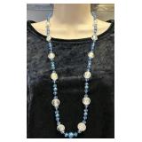 Beautiful Long Blue Beaded Necklace