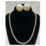 Pretty Fashion Pearl Necklace, ï¿½Trifariï¿½ Ear Clips