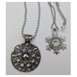 2 Pendants on Chains: Snowflake & Sun