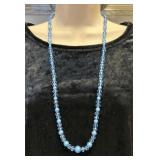 Long Blue Crystal Bead Necklace