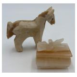 Hand-Carved Stone Horse & Small Trinket Box