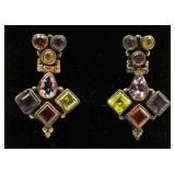 2 Pairs of Sterling Silver & Gemstone Earrings