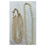 2 Faux Pearl Necklaces