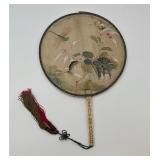 Antique Asian Silk Floral Fan