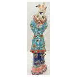 Handmade Chinese Wucai Porcelain Statue, Signed