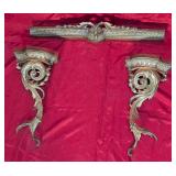 *Antique Ornate Gilt Brass Wall Bracket Decor