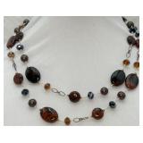 925 Agate & Dark Pearls Necklace