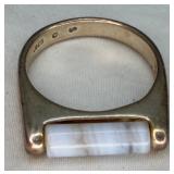 925 Gray Chalcedony Ring