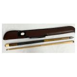 2-Piece Natural Wood Pool Cue w/ Case
