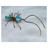 Handmade Wirewrapped Ant Sculpture Iridescent Opal