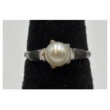 Sterling Silver & Genuine Pearl Ring