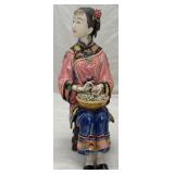Handmade Chinese Wucai Porcelain Statue, Signed