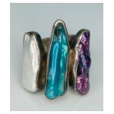 925 Iridescent Stick Pearls Ring