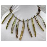 925 Abalone Shell Spikes & Pearl Necklace