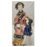 Handmade Chinese Wucai Porcelain Statue, Signed