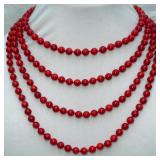 925 Hand knotted Red Coral Necklace