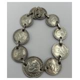 Silver Foreign Coin Bracelet