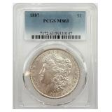 1887 Morgan Silver Dollar, PCGS MS63