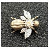 Sterling Silver & CZ Fly Pin/Brooch