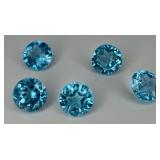 (5) Blue Topaz Texas Star Cut 1.55CT 8MM RD Gems
