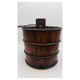Antique Artisan-made Iron and Oak Bucket