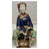 Handmade Chinese Wucai Porcelain Statue, Signed