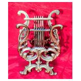 *Vtg Italian Cast & Gilt Metal Lyre Magazine Rack