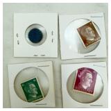 3 VTG Adolf Hitler Stamps & VTG OPA Ration Token