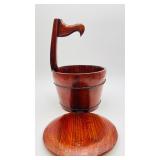 Antique Chinese Wooden Goose Neck Water Bucket
