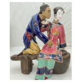 Handmade Chinese Wucai Porcelain Statue, Signed