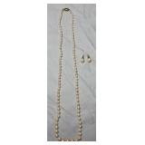 Monet Gold-tone Faux Pearl Necklace & Earring Set
