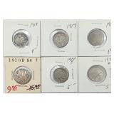 6 Buffalo Nickels