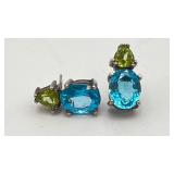 925 Blue Topaz & Peridot Earrings