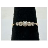Dainty Antique 14K Gold, Pearl & Diamond Ring