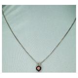 Sterling Silver Garnet Heart Necklace