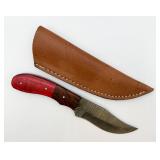 Damascus Steel Hunting Knife w/ Sheath
