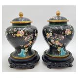 Pair of Vintage Chinese Cloisonnï¿½ Ginger Jars