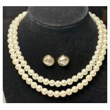 Napier Faux Pearl Necklace & Monet Earrigns