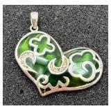 Sterling Silver & Green Heart Pendant