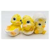 3 Vintage Ceramic Hatching Chicks