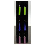 3 Pairs of Multicolored Sterling Silver Earrings