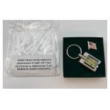 AR Keychain & America Flag Pinback