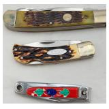 2 Pocket Knives & Multi-Function Nail Clipper