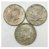 3-1964 Kennedy 90% Silver Half Dollars