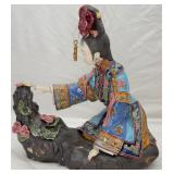 Handmade Chinese Wucai Porcelain Statue, Signed