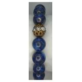 Lapis Lazuli w/ Brass & Rhinestone Accent Bracelet
