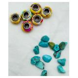 6 925 Colorful Beads & 13 Natural Turquoise Beads