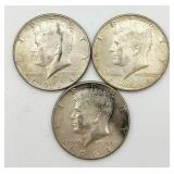 3-1964 Kennedy 90% Silver Half Dollars